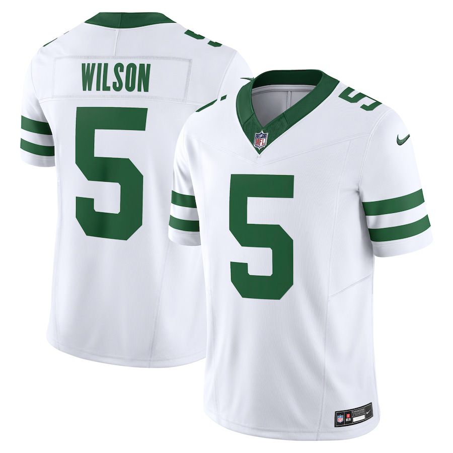 Men New York Jets #5 Garrett Wilson Nike Legacy White Vapor F.U.S.E. Limited NFL Jersey->->NFL Jersey